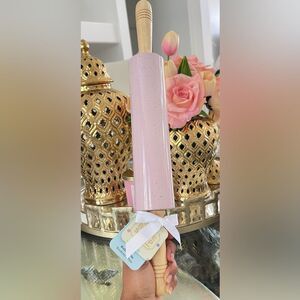 Pink Rolling Pin with Wooden Handles